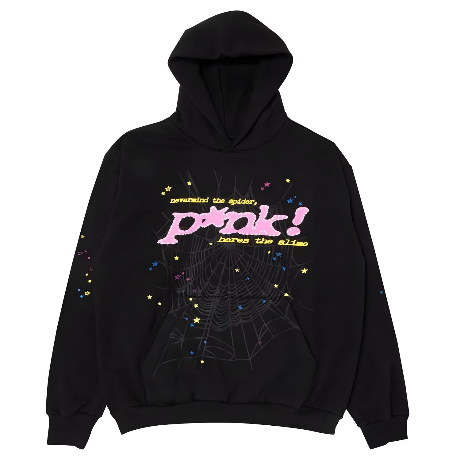 Sp5der PNK Hoodie Black Front View